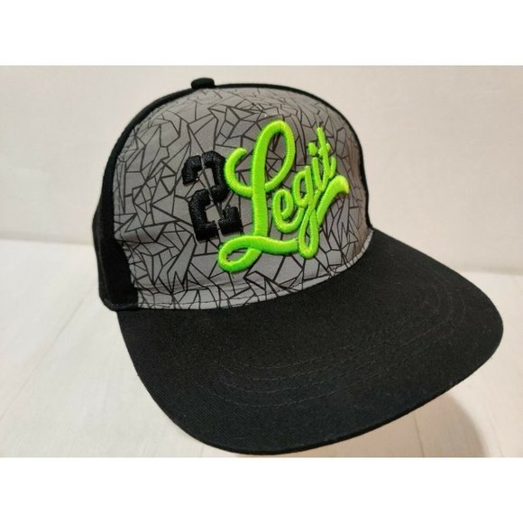 2 LEGIT Black Gray Green Snapback Cap Hat Brothers - Picture 12 of 12